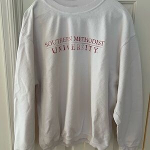 SMU Corded White Sweatshirt